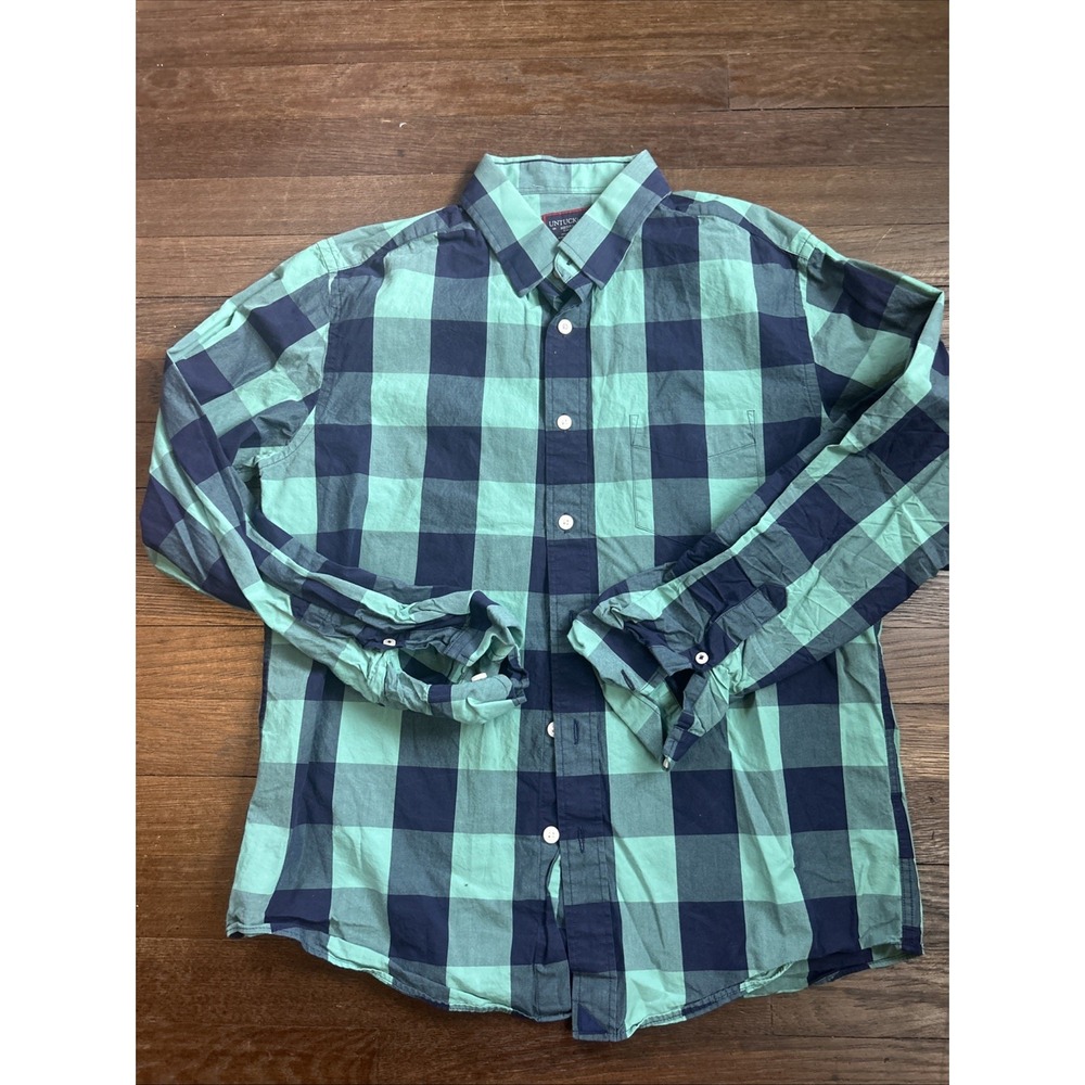 UNTUCKit Wrinkle Free Button Up Shirt Mens Medium Slim Fit Green Cotton